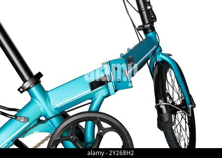 Folding bicycle frame. Close-up. Isolated on white background. Stock Photo