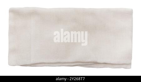 A piece of white mesh fabric on a white background. Isolate a crumpled piece of fabric Stock Photo