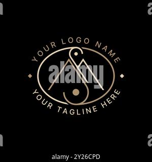 Logo design graphic concept creative abstract premium vector stock initial MS or SM line font yin yang infinity. Related to monogram typography brand Stock Vector