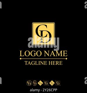 Logo design graphic concept creative abstract premium vector stock initial CD serif font top down candle flame. Related to monogram typography therapy Stock Vector