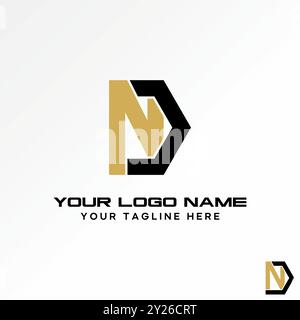 Logo design graphic concept creative abstract premium vector stock initial ND or NC line sport font on triangle. Related to monogram typography brand Stock Vector