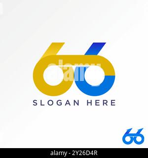 Logo design graphic concept creative premium vector stock initial number 66 sport font connect like glasses Related to monogram typography anniversary Stock Vector