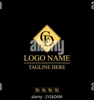 Logo design graphic concept creative abstract premium vector stock initial CD serif font top bottom candle flame. Related monogram typography therapy Stock Vector