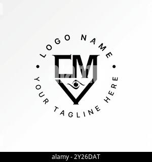 Logo design graphic concept creative abstract premium vector stock initial CM or CMV sport font fitness art eye. Related to monogram typography shield Stock Vector
