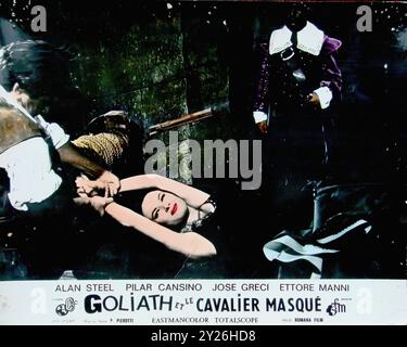 Hercules and the Masked Rider (1964) 003  - Vintage French Lobby Card Stock Photo