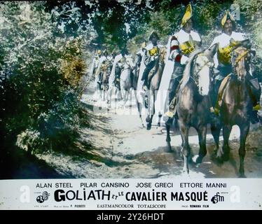 Hercules and the Masked Rider (1964) 004  - Vintage French Lobby Card Stock Photo