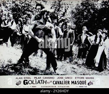 Hercules and the Masked Rider (1964) 011  - Vintage French Lobby Card Stock Photo