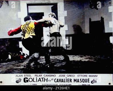 Hercules and the Masked Rider (1964) 008  - Vintage French Lobby Card Stock Photo