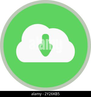 Green download icon with cloud. Download icon. Stock Vector