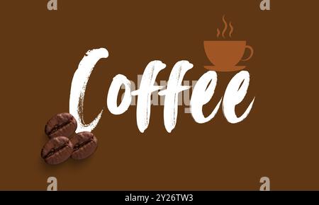 World coffee Day banner, October 1st isolated on Brown color texture background. drawing with scattered coffee beans and coffee day text, Internationa Stock Vector