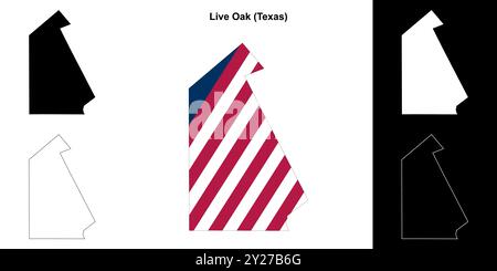 Live Oak County (Texas) outline map set Stock Vector