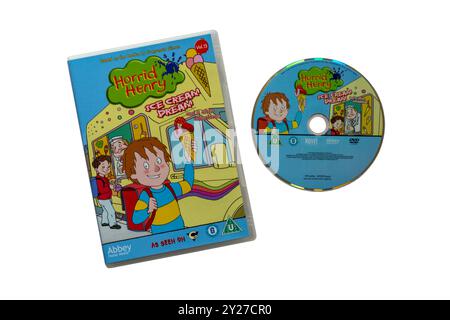 Horrid Henry's Holiday Madness Double DVD Pack DVDs isolated on white background based on the books by Francesca Simon - Horrid Henrys ice cream dream Stock Photo