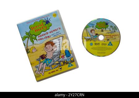 Horrid Henry's Holiday Madness Double DVD Pack DVDs isolated on white background based on the books by Francesca Simon Stock Photo