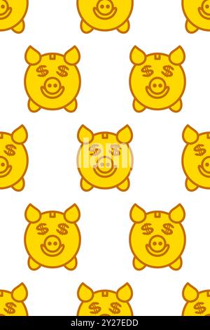 Seamless pattern of a piggy bank Stock Vector