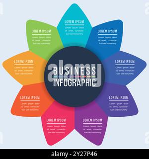 Business Infographic circle design 9 steps, objects, elements or Options infographic business information template Stock Vector
