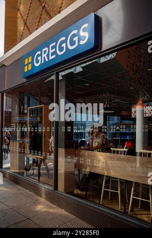 Greggs Bakery - Modern Greggs Cafe and Bakery Food Store in Norwich UK Stock Photo