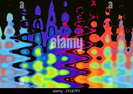 Rainbow abstract pattern on a black background. glitch art Stock Photo