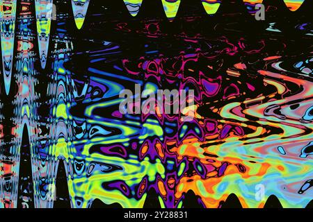 Rainbow abstract pattern on a dark background. glitch art Stock Photo
