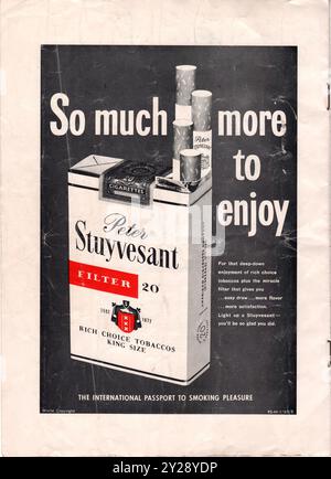 Rothmans King Size cigarette advertisement from the 1960s placed in the Singapore Straits Times Annual of January 1960. Stock Photo