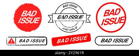 bad issue product defect reject recall warning badge sign set design stamp collection Stock Vector