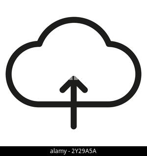 Cloud upload icon. Simple cloud with arrow. Minimalist file transfer symbol. Vector illustration. Stock Vector