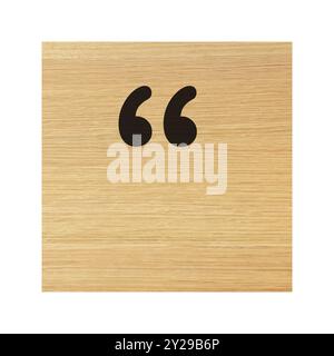 Quotation marks inverted commas sign wood block and on white with clipping path Stock Photo