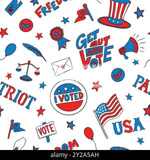 US America presidential election vote seamless pattern. Vector illustration pattern Stock Vector