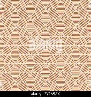 Abstract hexagon lines seamless pattern. Brown vector illustration pattern background Stock Vector