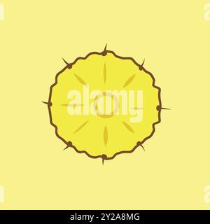 Vector illustration of pineapple ring isolated. Sliced tropical fruit. Stock Vector