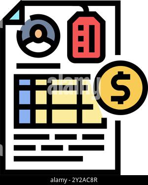 invoicing business process icon color illustration Stock Vector Image ...