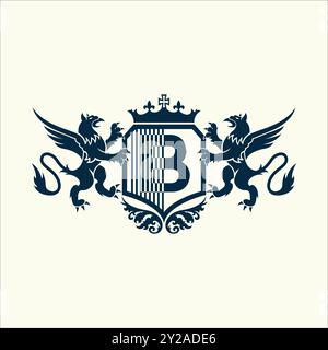 Letter D university and college school crests and logo emblems Stock Vector