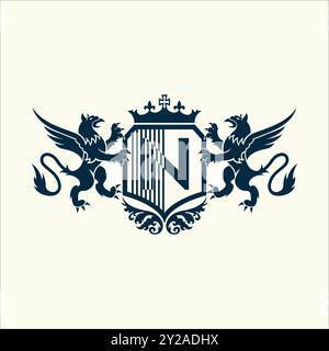Letter D university and college school crests and logo emblems Stock Vector