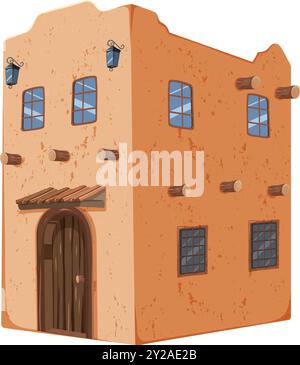 Illustration of a rustic adobe house Stock Vector
