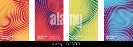 Modern abstract set of wavy backgrounds. Vector design elements for web, flyer, poster, stationery, apps. Stock Vector