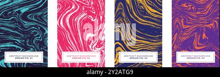 Set of abstract grunge liquid marble backgrounds. Vector design elements for web, flyer, poster, stationery, apps, covers. Stock Vector
