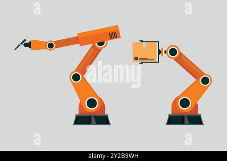 Industrial mechanical robotic arms. Vector Illustration Stock Vector