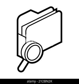 Folder search icon in isometry. Image for website, app, logo, UI design. Stock Vector