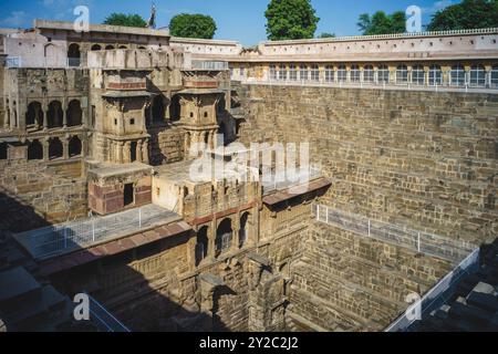 Chand Baori, a stepwell situated in the village of Abhaneri, Rajasthan, India Stock Photo