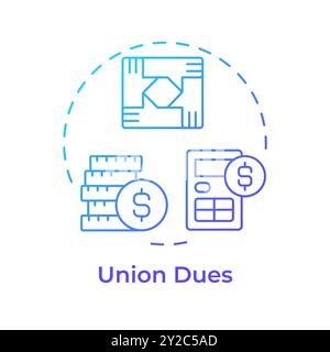 Union dues blue gradient concept icon Stock Vector