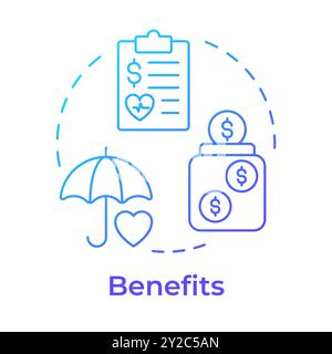 Benefits blue gradient concept icon Stock Vector