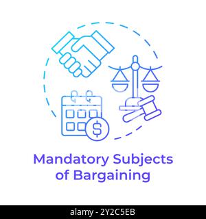 Mandatory subjects of bargaining blue gradient concept icon Stock Vector