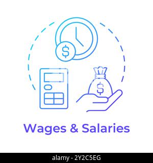 Wages and salaries blue gradient concept icon Stock Vector