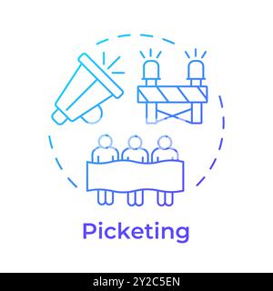 Picketing blue gradient concept icon Stock Vector