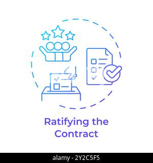 Ratifying the contract blue gradient concept icon Stock Vector