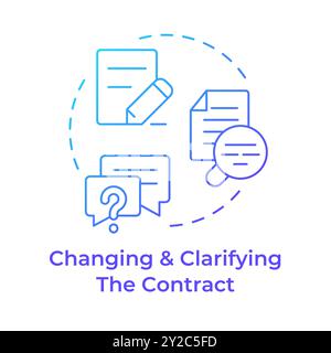 Changing and clarifying the contract blue gradient concept icon Stock Vector
