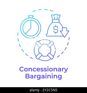 Concessionary bargaining blue gradient concept icon Stock Vector