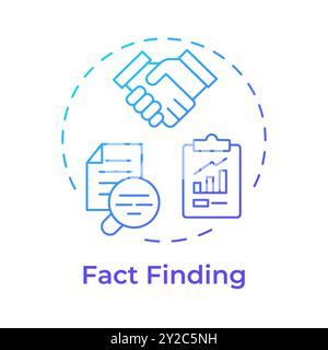 Fact finding blue gradient concept icon Stock Vector