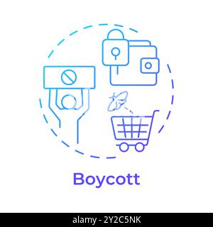 Boycott blue gradient concept icon Stock Vector