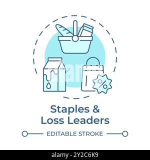 Staples and loss leaders soft blue concept icon Stock Vector