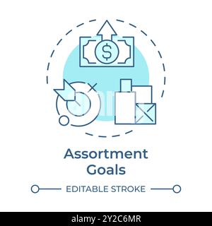 Assortment goals soft blue concept icon Stock Vector